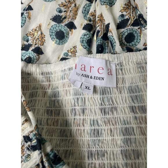 Women’s Marea Print Metallic Smocked Midi Dress Size XL - Picture 4 of 5